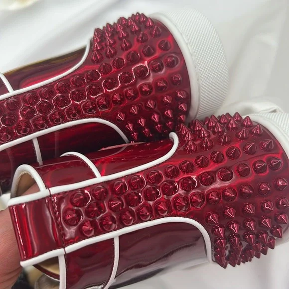 Christian Louboutin Red Spiked Sneakers